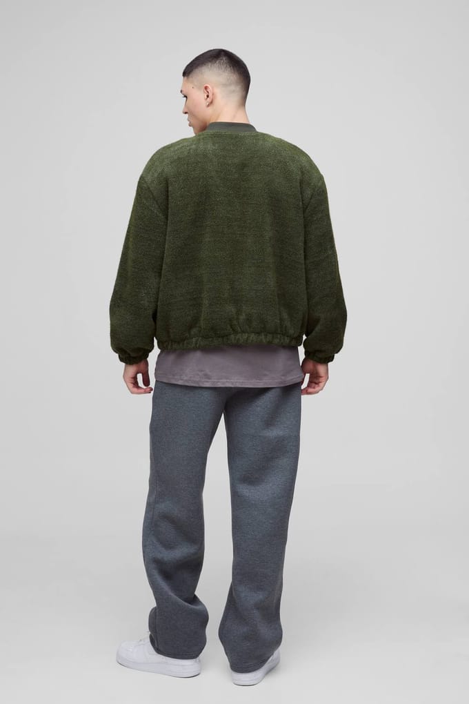 Oversized Boxy Fluffy Textured Bomberjack | Forest | Size XS