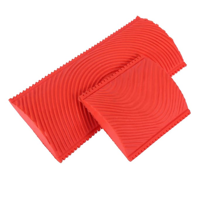 2 Stuks / Set Rubber Houtnerf Effect Kwasten Schildergereedschap DIY Muurdecoratie red