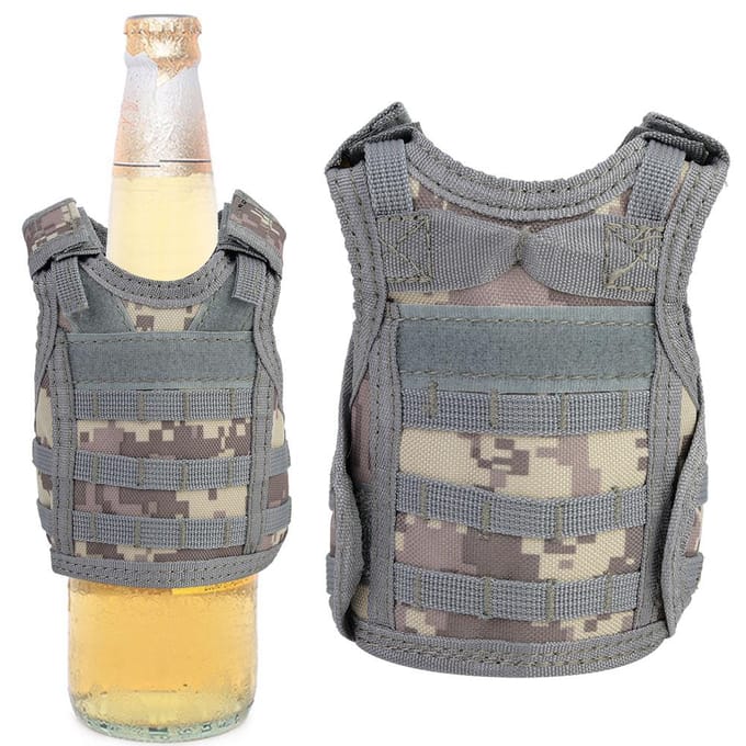 Bierhesje Mini Miniatuur Drankfles Blikhouder met Verstelbare Schouderbanden Gray