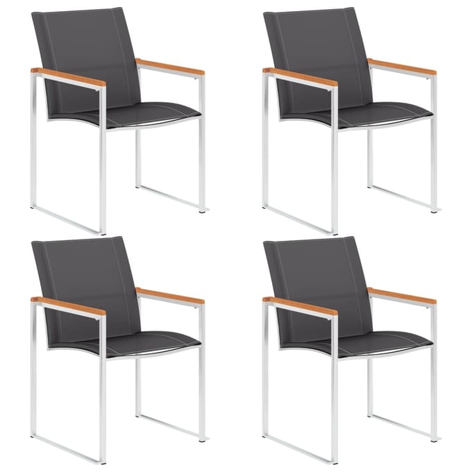 vidaXL - Tuinstoelen - 4 - st - textileen - en - roestvrij - staal - grijs