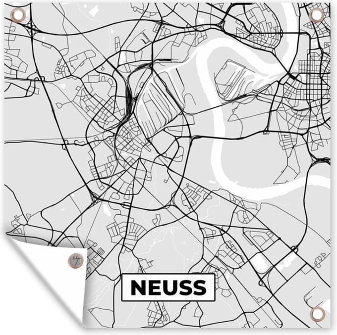 Tuindoek Kaart - Stadskaart - Duitsland - Neuss - Plattegrond - 100x100 cm