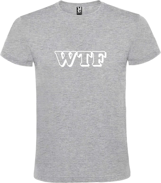 Grijs T-shirt ‘WTF’ Wit maat S