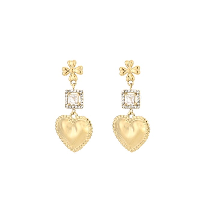 Oorbellen Luxury Strass Heart - Wit - Party - Feestdagen - Kerst