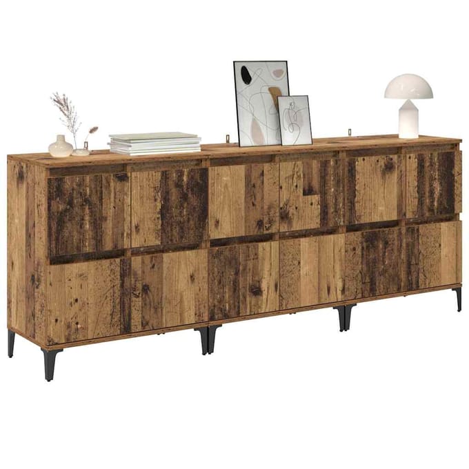 vidaXL - Dressoirs - 3 - st - Oud - Hout - 60 - x - 35 - x - 70 - cm - Bewerkt - hout