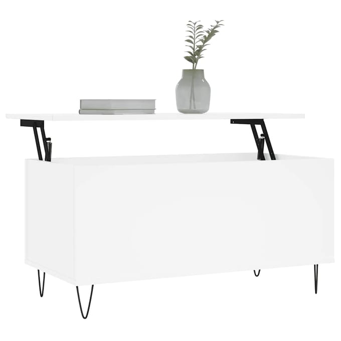 Vidaxl Salontafel, Wit 90X44,5X45 Cm, Materiaal Houtvezelplaat