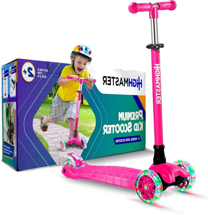 Kinderstep 3 Wiel - Peuterstep Step - Buiten Spelen - Leun-naar-stuur Functie - 34 Inch - Roze