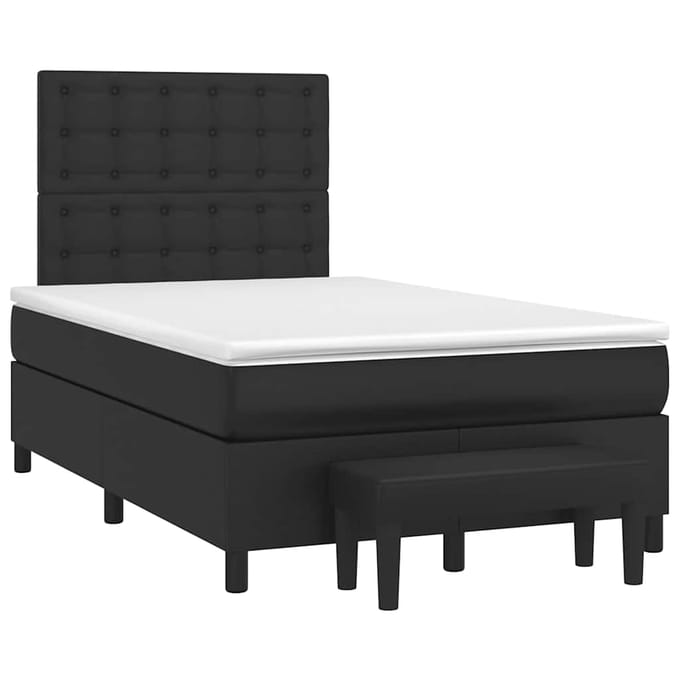 vidaXL - Boxspring - met - matras - kunstleer - zwart - 120x190 - cm