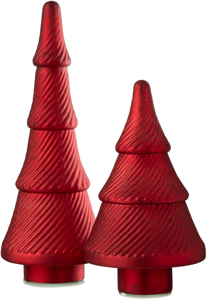 J-Line decoratie Kerstboom Geoxideerd Geribbeld - glas - rood - large