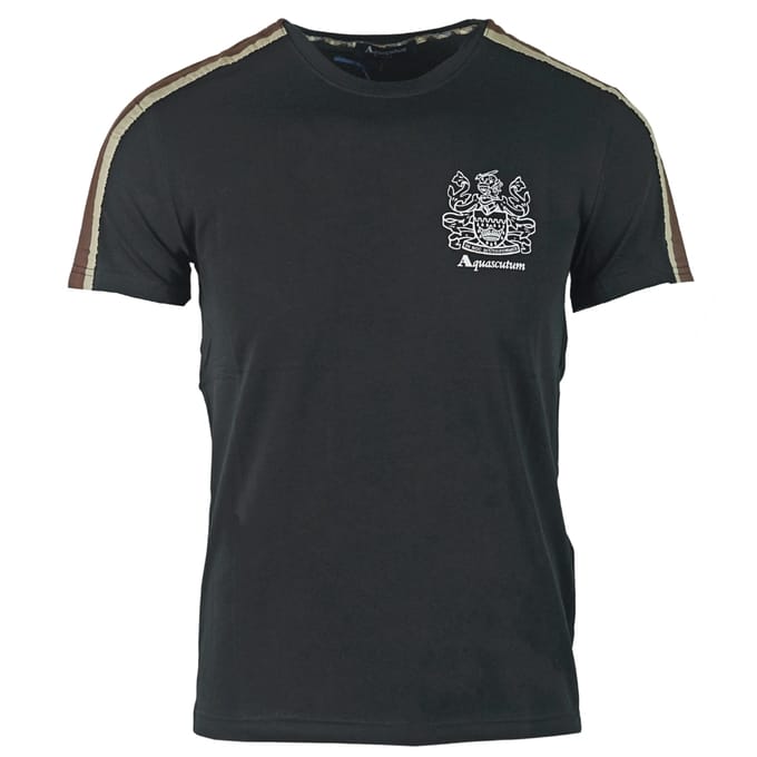 Aquascutum Schouderstreep Zwarte T-Shirt