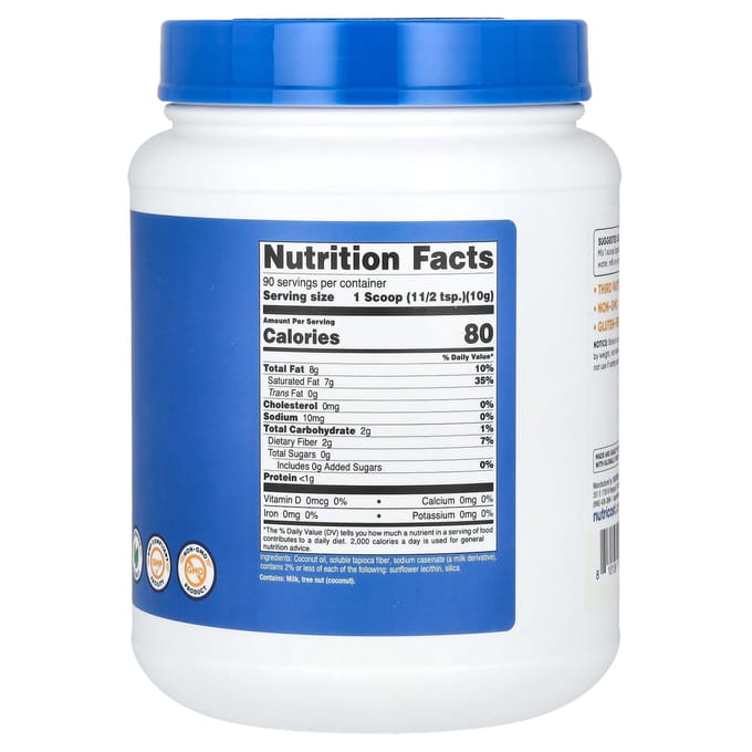 Nutricost, Kokosolie Poeder, Ongezoet, 2 lb (907 gram)