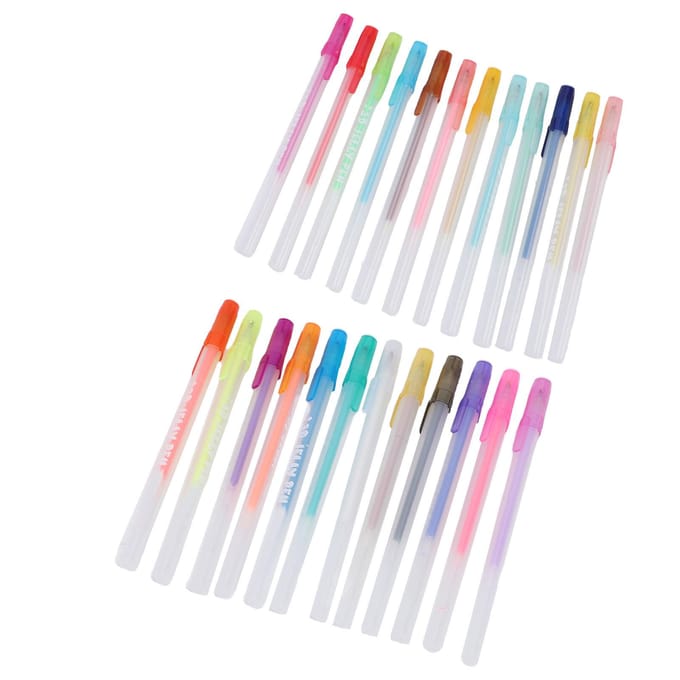Stylo Gel 24 Couleurs Pointe Fine 1.0mm Set de Stylos Peinture 3D pour Art Graffiti Artisanat white