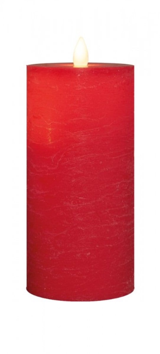 Stompkaars rustiek wax bewegende vlam 15x7,5 cm rood Anna's Collection