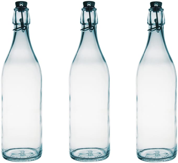 Bormioli Rocco beugelfles/weckfles - 10x - transparant - glas - 1 liter - Waterflessen/Karaffen