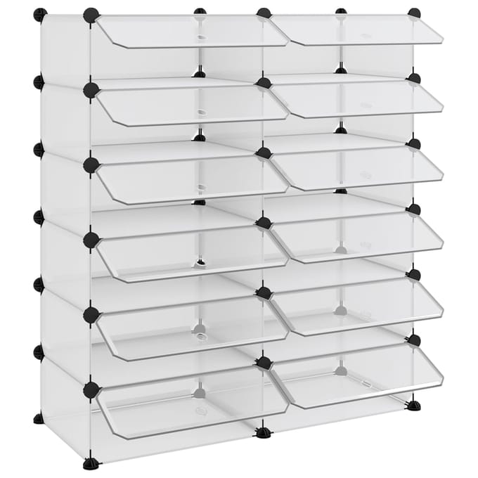 vidaXL - Schoenenrek - 94,5x36,5x106 - cm - polypropeen - transparant