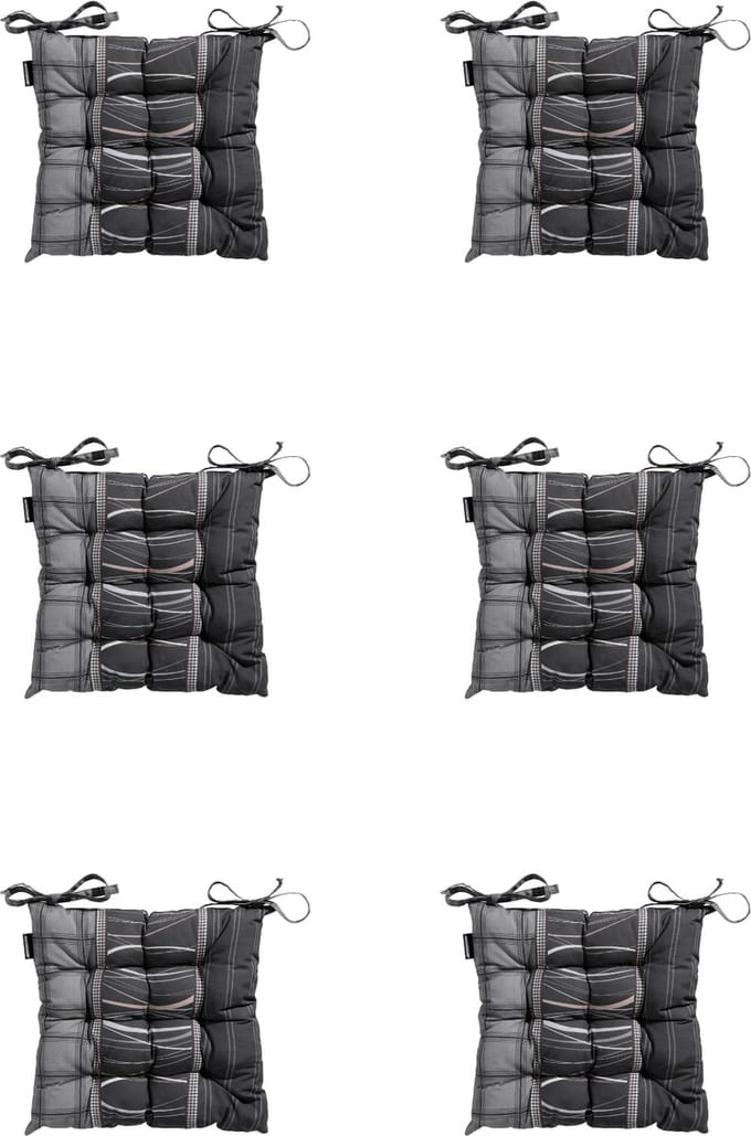 Madison - Zitkussen - Universeel - 6 st - 46x46cm - Lines Grey - Grijs