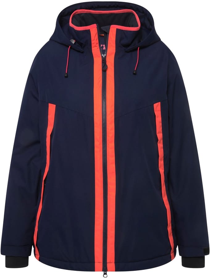 Ulla Popken - Dames - HYPRAR functionele jas waterdicht duimgat capuchon - Marine - Maat 42+