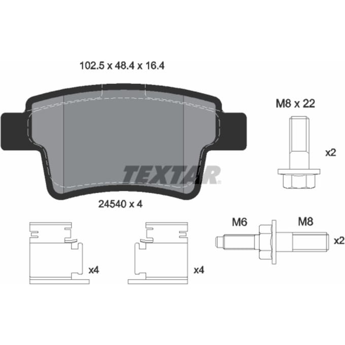 Remblokset TEXTAR 2454001, achter