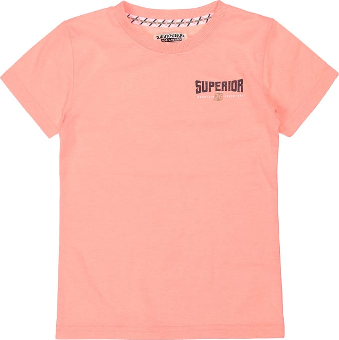 DJ Dutchjeans - Jongens shirt - Neon coral - Maat 134