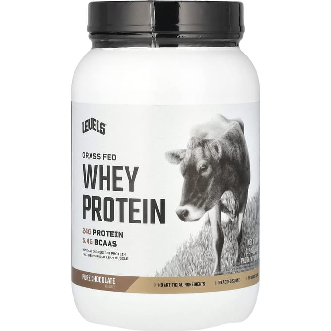 Levels, Poudre de Protéine de Whey Nourrie à l'Herbe, Chocolat Pur, 2 lb (907 g)