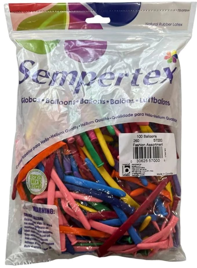 Qualatex Modelleerballonnen carnival Kleuren 260Q 100 stuks