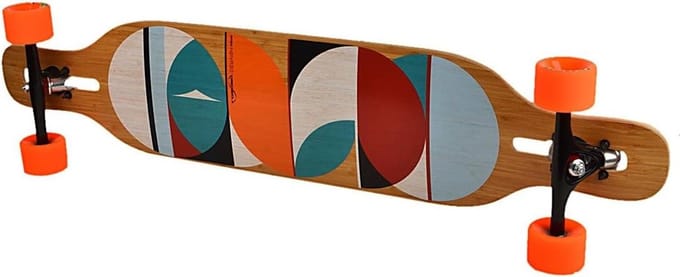Longboard Bamboe - Skateboard Cruiser - Cruisen door stad - Flex 2 medium flex - 109 cm dek lengte - Multi