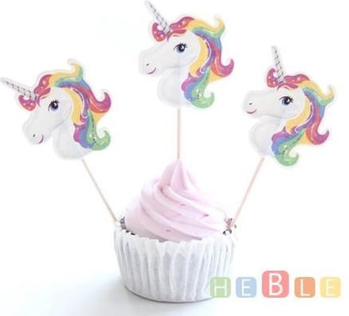 Eenhoorn / unicorn cocktailprikkers, taartprikkers, cupcakes - 24st - Heble