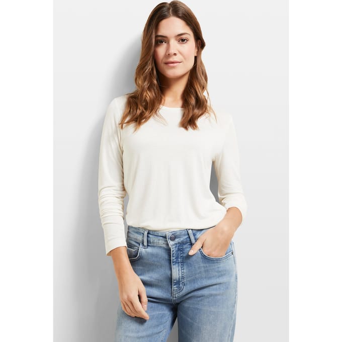 Bugatti Damen Shirt met lange mouwen en ronde hals