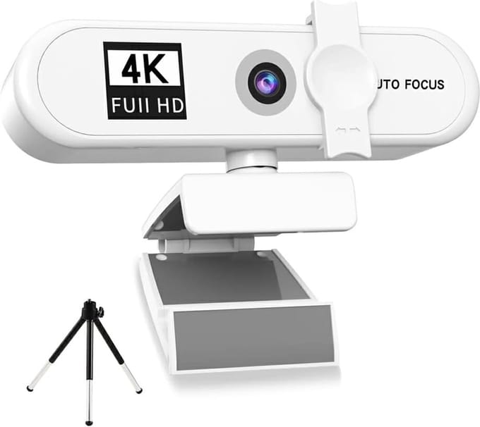 Webcam 4K - Full HD - Wit - 2K - Met Cover - FULL HD Camera Usb - Extra veiligheid Cover