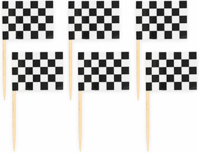 150x Cocktailprikkers Race Vlag- Hapjes Cocktail Tapas Zomer Terras Prikkers