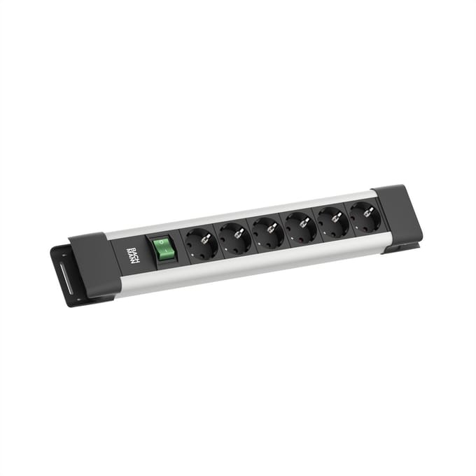 BACHMANN CONNECTUS 6xCEE7/3, 1xschakelaar 2,0 m CEE7/7 grijs
