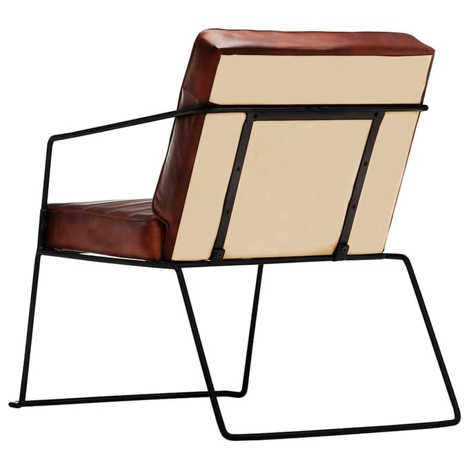 vidaXL - Fauteuil - echt - leer - donkerbruin