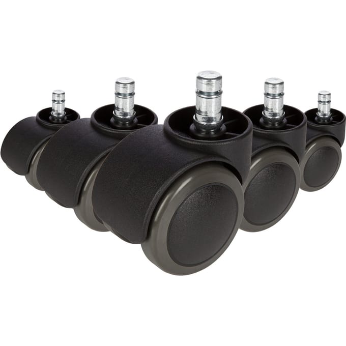 5x ROLO No-Noise 11mm/50mm Harde bodem - Bureaustoelwielen Zwart