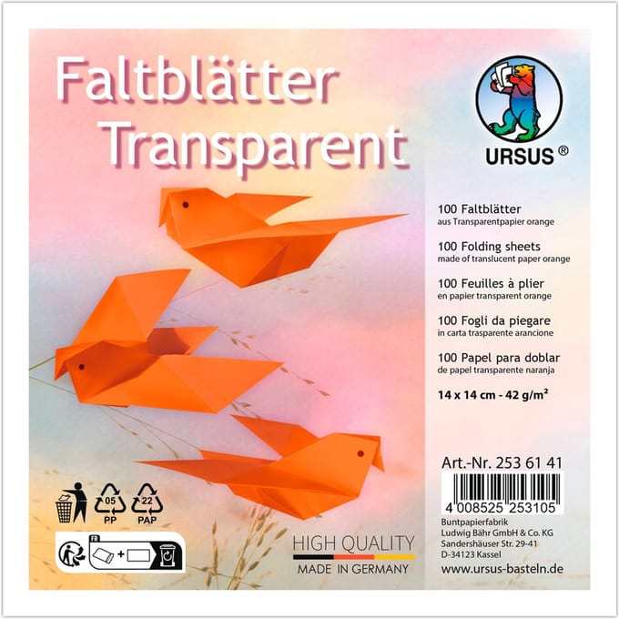 Transparant papier-vouwpapier - Oranje