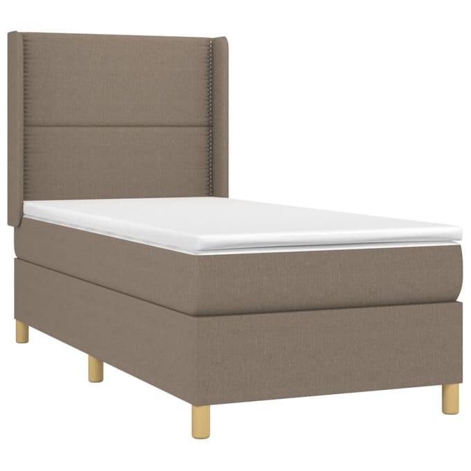 vidaXL - Boxspring - met - matras - stof - taupe - 90x190 - cm