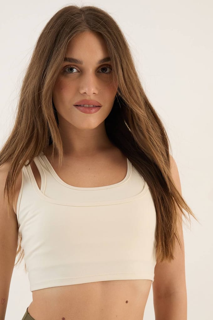 Dames Dsgn Studio Sculpt Dubbel Gelaagde Sport-bh | Creme | Maat: Medium