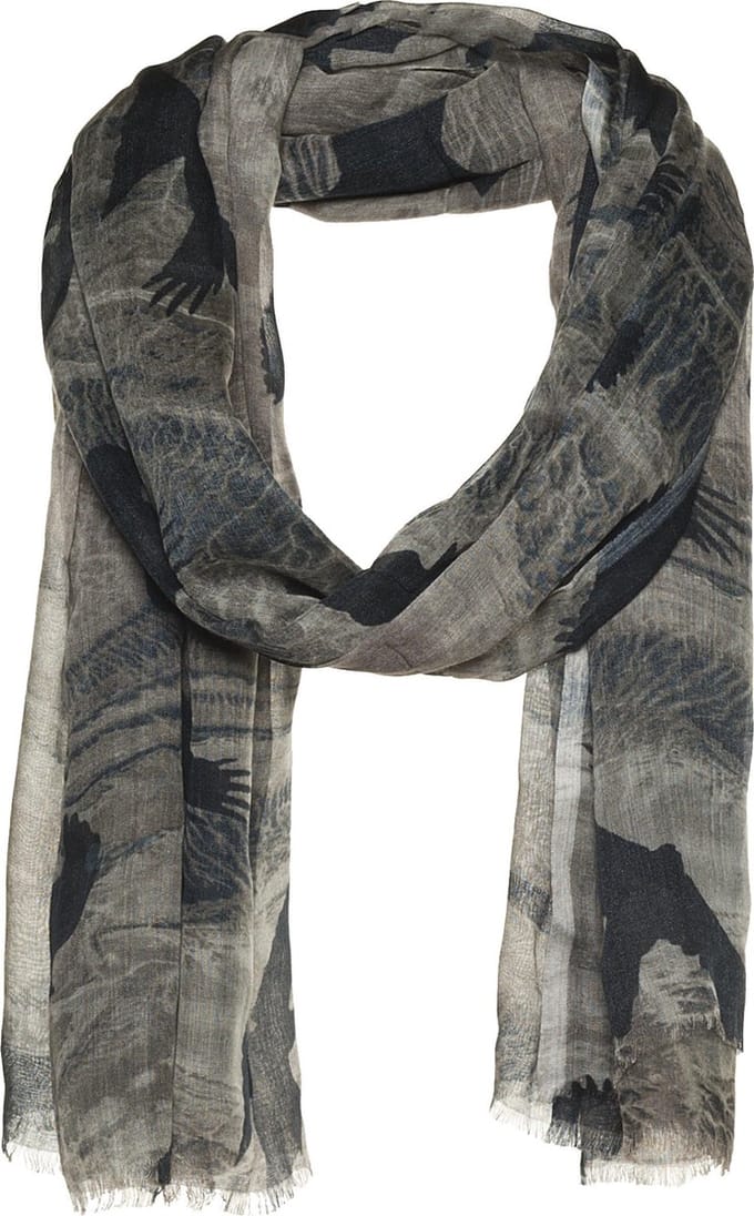 Amor Collections - Vogelprint sjaal - Modal - Taupe/Bruin - 110x200 cm