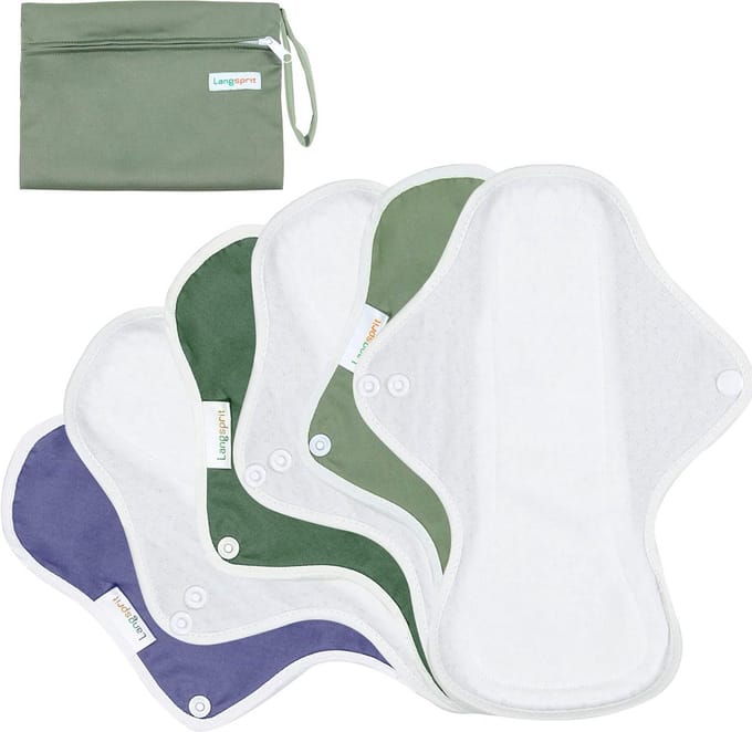 Herbruikbare en Wasbare Maandverband Set - 6 Stuks Absorberend Katoen