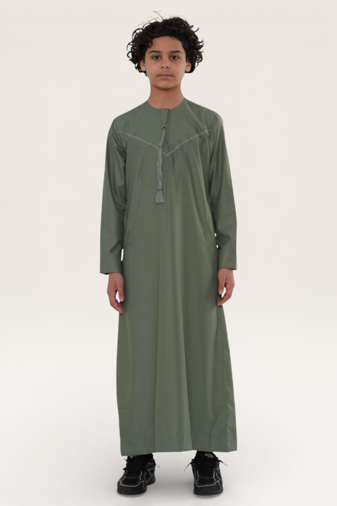Kinderen jongens groene Ramadan Eid Marokkaanse Jubba gewaad moslim Djellaba Thobe LFS-K-TT008
