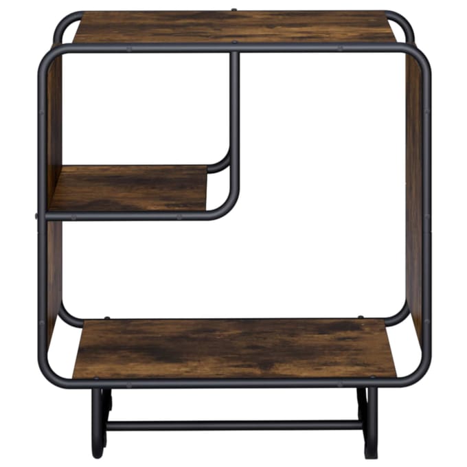 vidaXL - Dressoir - Gerookt - eiken - 60 - x - 37.5 - x - 64.5 - cm - Bewerkt - hout