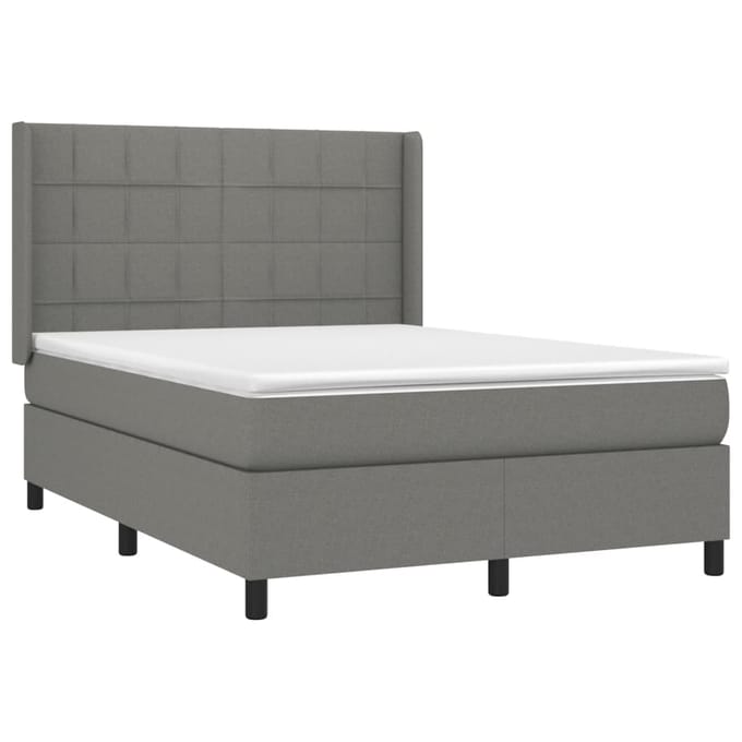 vidaXL - Boxspring - met - matras - stof - donkergrijs - 140x190 - cm