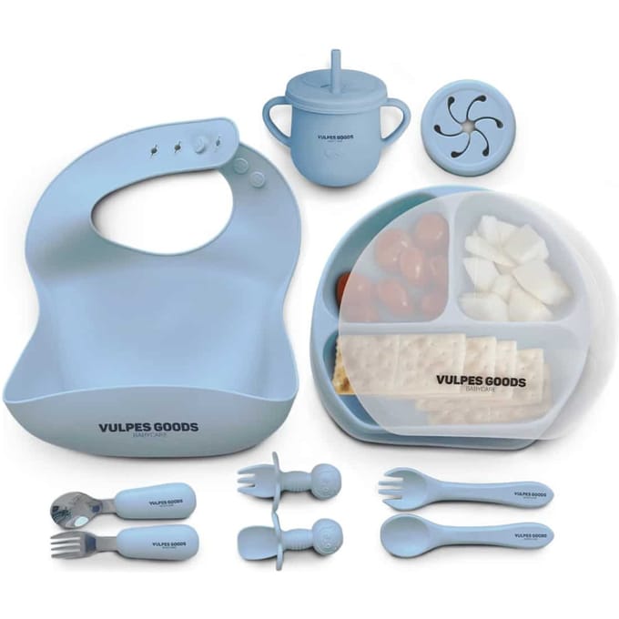Siliconen Babyservies Set  -  Blauw - Babyservies