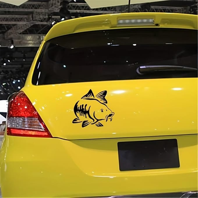 1 Stuk Leuke en Schattige Karper Karper Stickers, Autodecoratie Stickers black