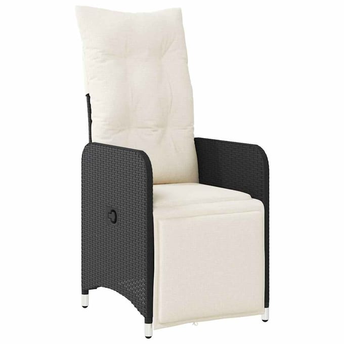 vidaXL - 9-delige - Bistroset - met - kussens - poly - rattan - zwart