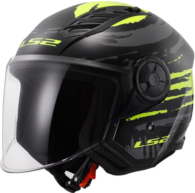 LS2 OF616 Airflow II Brush Zwart Neon Geel Jethelm - Helm