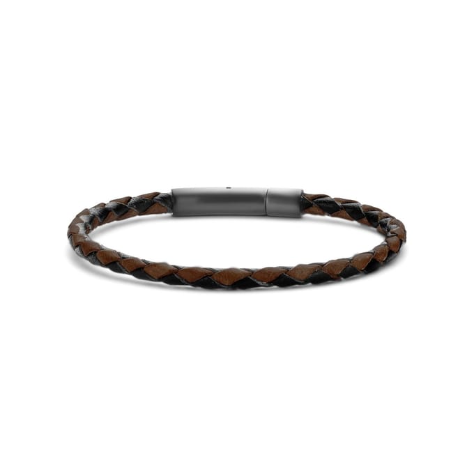 Frank 1967 bracelet black braided leather 23cm ipb