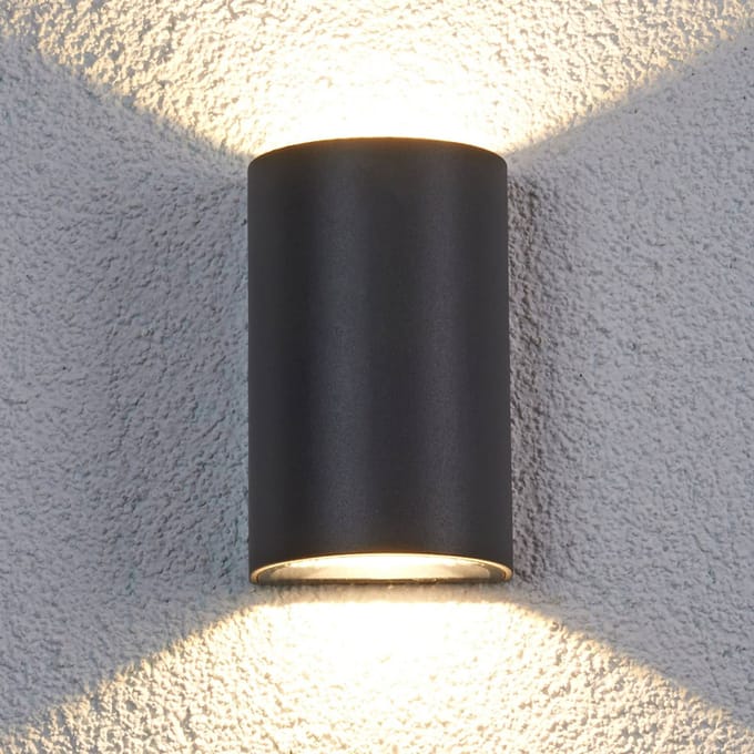 Lucande LED buiten wandlamp Jale, 16 cm, antraciet, aluminium
