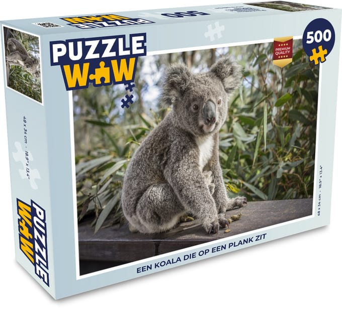 Puzzel Koala - Plank - Planten - Kinderen - Jongens - Meiden - Legpuzzel - Puzzel 500 stukjes