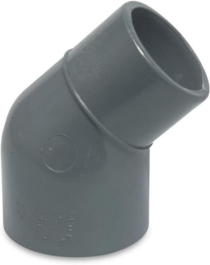 PVC Verloopstuk 45 Graden Buiging Diameter 50mm naar 40mm