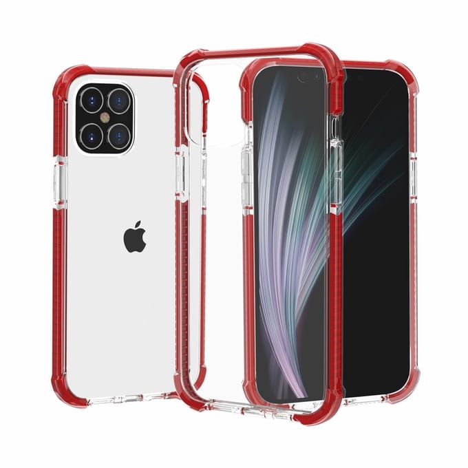 iPhone 12 / iPhone 12 Pro bumper case hoesje TPU + acryl - transparant Rood