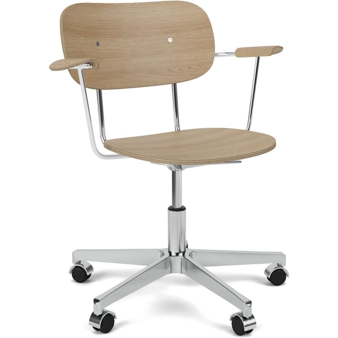 Audo Co Task Chair met armleuningen - Eiken - aluminium hoogglans gepolijst